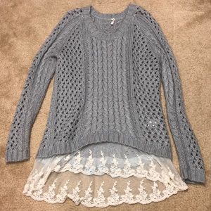 Knit Sweater with Lace Underlay